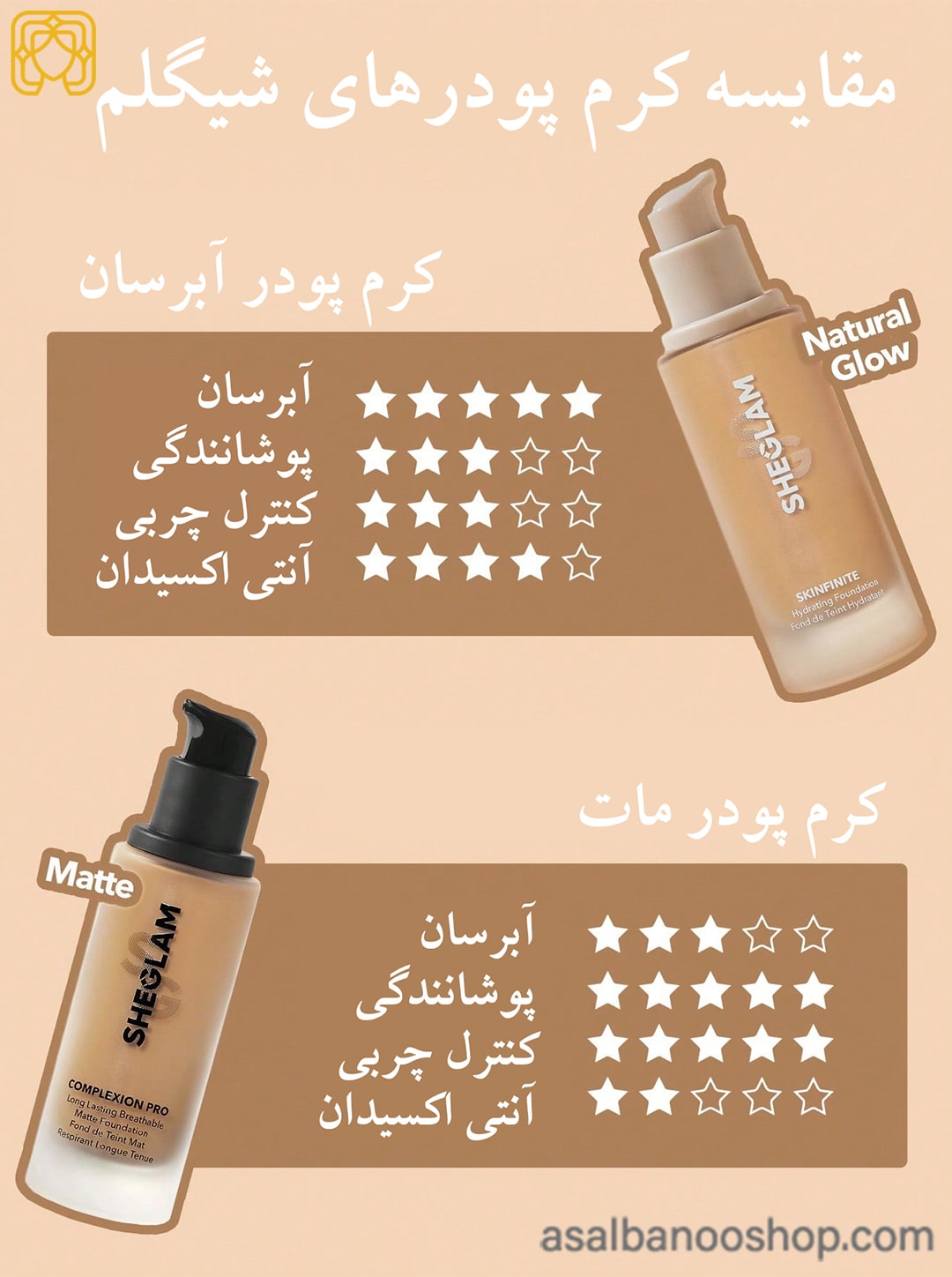 تست رنگ کرم پودر شیگلم