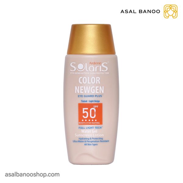 لوسیون واتر ژل ضد آفتاب رنگی +spf50 آردن سولاریس